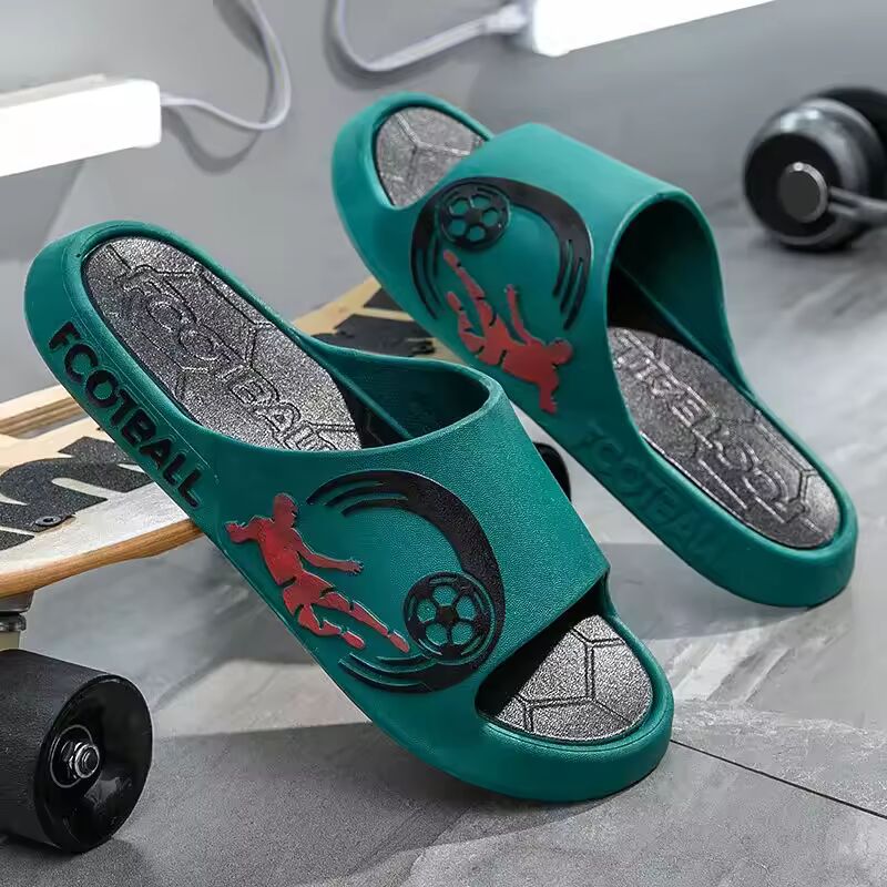 Trendy High-End Feel Youth Football Slippers For Boys PVC Sole Anti-Slip Odor-Resistant Plain Bottom Student Outdoor Footwear
