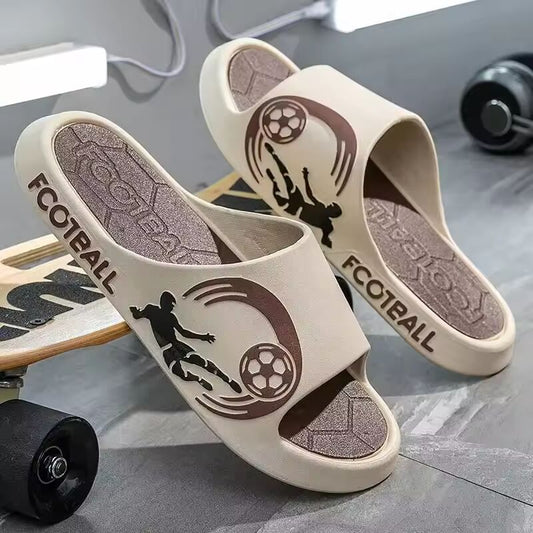 Trendy High-End Feel Youth Football Slippers For Boys PVC Sole Anti-Slip Odor-Resistant Plain Bottom Student Outdoor Footwear
