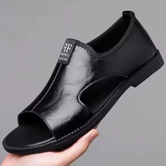 Large Size 48 Men's Sandals Casual Breathable Driving Shoes Anti-Slip Leather Slippers Comfortable Summer Trendy Footwear