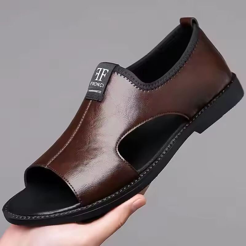 Large Size 48 Men's Sandals Casual Breathable Driving Shoes Anti-Slip Leather Slippers Comfortable Summer Trendy Footwear