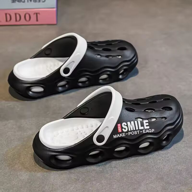 Comfortable Breathable Men's Casual Fashion round Toe Thick Bottom Color Block Slip-On Shoes EVA Material Leisure Footwear