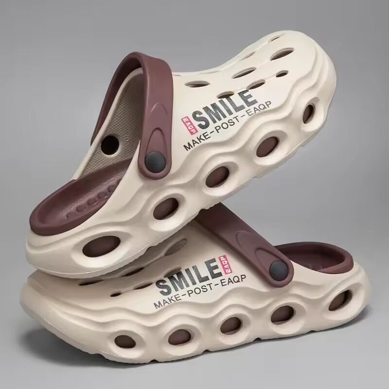 Comfortable Breathable Men's Casual Fashion round Toe Thick Bottom Color Block Slip-On Shoes EVA Material Leisure Footwear